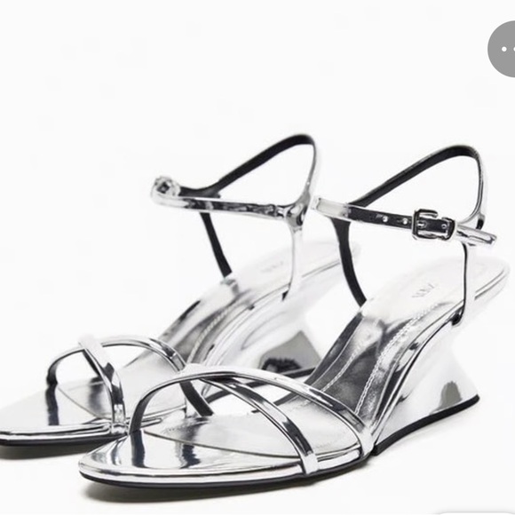 Zara Silver Strappy Wedge Sandals - Picture 14 of 14